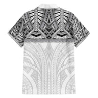 Samoan Traditional Art Tattoos Family Matching Tank Maxi Dress and Hawaiian Shirt Tatau Tribal Motifs with Ula Nifo White - Polynesian Pride