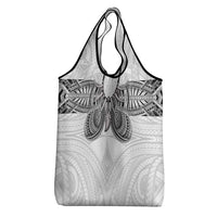 Samoan Traditional Art Tattoos Grocery Bag Tatau Tribal Motifs with Ula Nifo White - Polynesian Pride