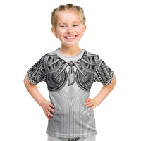 Samoan Traditional Art Tattoos Kid T Shirt Tatau Tribal Motifs with Ula Nifo White - Polynesian Pride