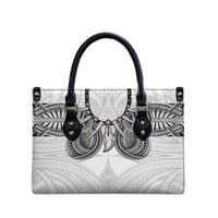 Samoan Traditional Art Tattoos Leather Bag Tatau Tribal Motifs with Ula Nifo White - Polynesian Pride