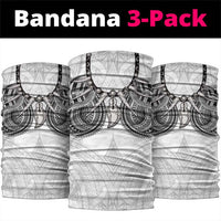 Samoan Traditional Art Tattoos Neck Gaiter Tatau Tribal Motifs with Ula Nifo White - Polynesian Pride