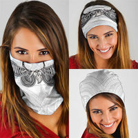 Samoan Traditional Art Tattoos Neck Gaiter Tatau Tribal Motifs with Ula Nifo White - Polynesian Pride