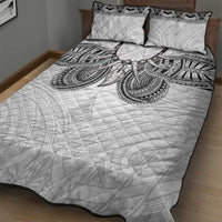 Samoan Traditional Art Tattoos Quilt Bed Set Tatau Tribal Motifs with Ula Nifo White - Polynesian Pride