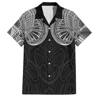 Samoan Traditional Art Tattoos Family Matching Off The Shoulder Long Sleeve Dress and Hawaiian Shirt Tatau Roman Reigns Black Color - Polynesian Pride