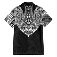 Samoan Traditional Art Tattoos Family Matching Off The Shoulder Long Sleeve Dress and Hawaiian Shirt Tatau Roman Reigns Black Color - Polynesian Pride