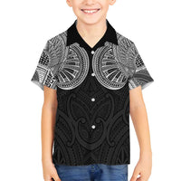 Samoan Traditional Art Tattoos Family Matching Off Shoulder Maxi Dress and Hawaiian Shirt Tatau Roman Reigns Black Color - Polynesian Pride