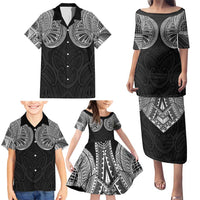 Samoan Traditional Art Tattoos Family Matching Puletasi and Hawaiian Shirt Tatau Roman Reigns Black Color - Polynesian Pride