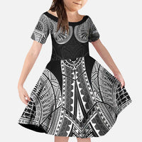 Samoan Traditional Art Tattoos Family Matching Summer Maxi Dress and Hawaiian Shirt Tatau Roman Reigns Black Color - Polynesian Pride