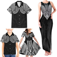 Samoan Traditional Art Tattoos Family Matching Tank Maxi Dress and Hawaiian Shirt Tatau Roman Reigns Black Color - Polynesian Pride