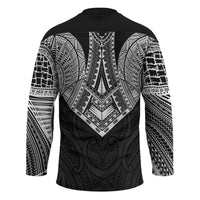 Samoan Traditional Art Tattoos Hockey Jersey Tatau Roman Reigns Black Color - Polynesian Pride