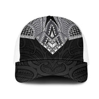 Samoan Traditional Art Tattoos Mesh Trucker Cap Tatau Roman Reigns Black Color LT03 One Size White Black - Polynesian Pride
