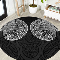 Samoan Traditional Art Tattoos Round Carpet Tatau Roman Reigns Black Color LT03 Black - Polynesian Pride