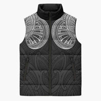 Samoan Traditional Art Tattoos Sleeveless Puffer Jacket Tatau Roman Reigns Black Color - Polynesian Pride