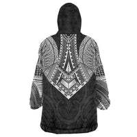 Samoan Traditional Art Tattoos Wearable Blanket Hoodie Tatau Roman Reigns Black Color - Polynesian Pride