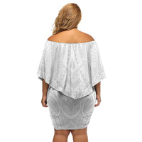 Samoan Traditional Art Tattoos Family Matching Off Shoulder Short Dress and Hawaiian Shirt Tatau Roman Reigns White Color - Polynesian Pride