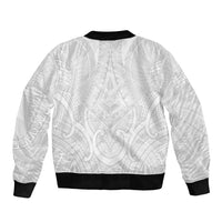 Samoan Traditional Art Tattoos Sleeve Zip Bomber Jacket Tatau Roman Reigns White Color - Polynesian Pride