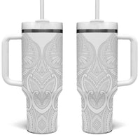 Samoan Traditional Art Tattoos Tumbler With Handle Tatau Roman Reigns White Color - Polynesian Pride
