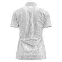 Samoan Traditional Art Tattoos Women Polo Shirt Tatau Roman Reigns White Color - Polynesian Pride