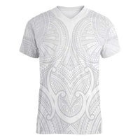 Samoan Traditional Art Tattoos Women V-Neck T-Shirt Tatau Roman Reigns White Color - Polynesian Pride