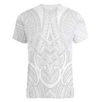 Samoan Traditional Art Tattoos Women V-Neck T-Shirt Tatau Roman Reigns White Color - Polynesian Pride