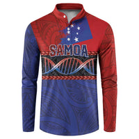 Personalised Samoan DNA-Proud of Samoa Button Sweatshirt Polynesian Patterns - Polynesian Pride