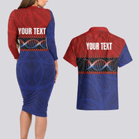 Personalised Samoan DNA-Proud of Samoa Couples Matching Long Sleeve Bodycon Dress and Hawaiian Shirt Polynesian Patterns - Polynesian Pride