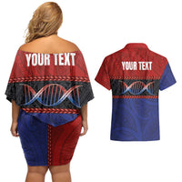 Personalised Samoan DNA-Proud of Samoa Couples Matching Off Shoulder Short Dress and Hawaiian Shirt Polynesian Patterns LT03 - Polynesian Pride
