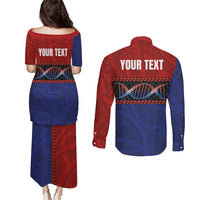 Personalised Samoan DNA-Proud of Samoa Couples Matching Puletasi and Long Sleeve Button Shirt Polynesian Patterns LT03 - Polynesian Pride