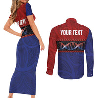 Personalised Samoan DNA-Proud of Samoa Couples Matching Short Sleeve Bodycon Dress and Long Sleeve Button Shirt Polynesian Patterns LT03 - Polynesian Pride