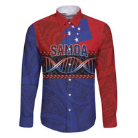 Personalised Samoan DNA-Proud of Samoa Family Matching Puletasi and Hawaiian Shirt Polynesian Patterns LT03 Dad's Shirt - Long Sleeve Multicolor - Polynesian Pride