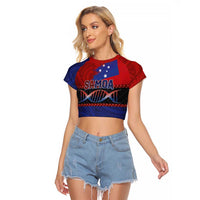 Personalised Samoan DNA-Proud of Samoa Raglan Cropped T Shirt Polynesian Patterns LT03 Female Multicolor - Polynesian Pride