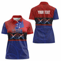 Personalised Samoan DNA-Proud of Samoa Women Polo Shirt Polynesian Patterns - Polynesian Pride