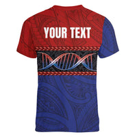 Personalised Samoan DNA-Proud of Samoa Women V-Neck T-Shirt Polynesian Patterns LT03 - Polynesian Pride