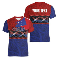 Personalised Samoan DNA-Proud of Samoa Women V-Neck T-Shirt Polynesian Patterns LT03 - Polynesian Pride