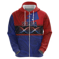 Personalised Samoan DNA-Proud of Samoa Zip Hoodie Polynesian Patterns - Polynesian Pride