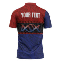 Personalised Samoan DNA-Proud of Samoa Zipper Polo Shirt Polynesian Patterns LT03 - Polynesian Pride