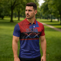 Personalised Samoan DNA-Proud of Samoa Zipper Polo Shirt Polynesian Patterns LT03 - Polynesian Pride