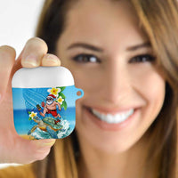 Polynesian Merry Christmas AirPods Case Funny Santa with Sea Turtle Beach Plumeria LT03 - Polynesian Pride
