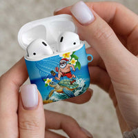 Polynesian Merry Christmas AirPods Case Funny Santa with Sea Turtle Beach Plumeria LT03 - Polynesian Pride