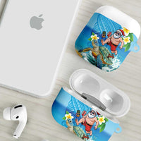 Polynesian Merry Christmas AirPods Case Funny Santa with Sea Turtle Beach Plumeria LT03 - Polynesian Pride