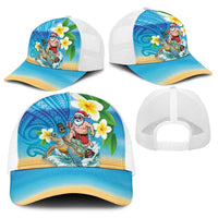 Polynesian Merry Christmas Baseball Net Cap Funny Santa with Sea Turtle Beach and Plumeria LT03 - Polynesian Pride