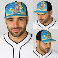 Polynesian Merry Christmas Baseball Net Cap Funny Santa with Sea Turtle Beach and Plumeria LT03 - Polynesian Pride