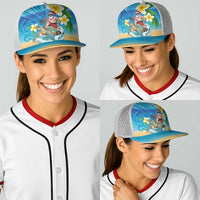 Polynesian Merry Christmas Baseball Net Cap Funny Santa with Sea Turtle Beach and Plumeria LT03 - Polynesian Pride