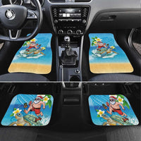 Polynesian Merry Christmas Car Mats Funny Santa with Sea Turtle Beach Plumeria - Polynesian Pride