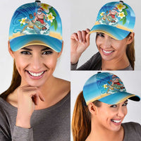 Polynesian Merry Christmas Classic Cap Funny Santa with Sea Turtle Beach and Plumeria LT03 - Polynesian Pride