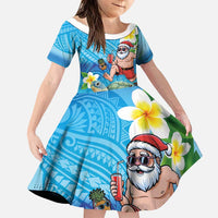 Polynesian Merry Christmas Family Matching Puletasi and Hawaiian Shirt Funny Santa with Sea Turtle Beach Plumeria - Polynesian Pride