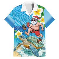 Polynesian Merry Christmas Family Matching Puletasi and Hawaiian Shirt Funny Santa with Sea Turtle Beach Plumeria - Polynesian Pride