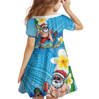 Polynesian Merry Christmas Family Matching Summer Maxi Dress and Hawaiian Shirt Funny Santa with Sea Turtle Beach Plumeria - Polynesian Pride