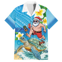 Polynesian Merry Christmas Hawaiian Shirt Funny Santa with Sea Turtle Beach Plumeria LT03 Multicolor - Polynesian Pride
