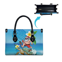 Polynesian Merry Christmas Leather Bag Funny Santa with Sea Turtle Beach Plumeria - Polynesian Pride